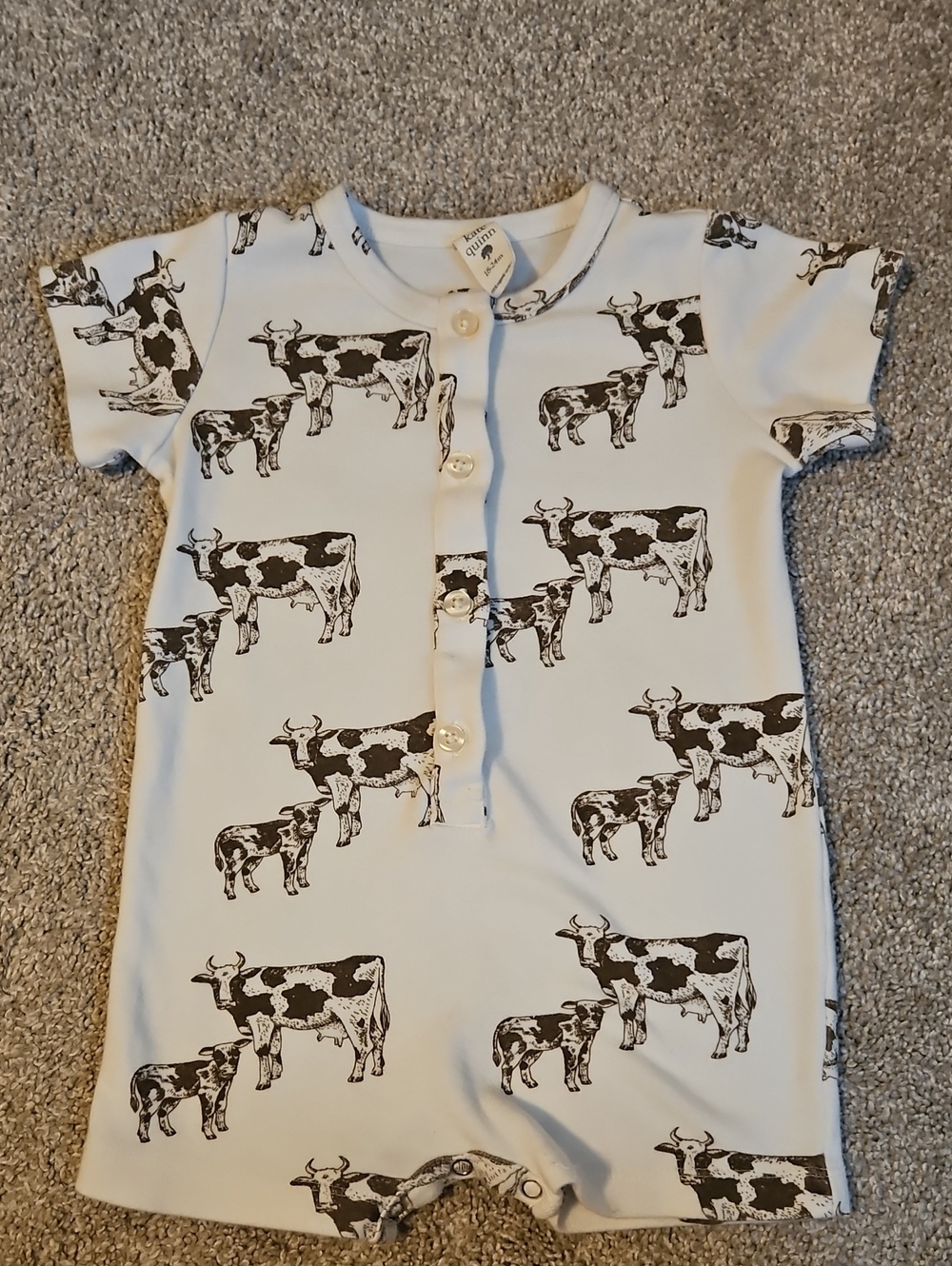 Kate Quinn Organic Cotton Cow Shortie Romper 18-24M